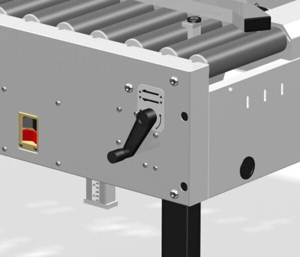 Crank handle adjustment for case size.