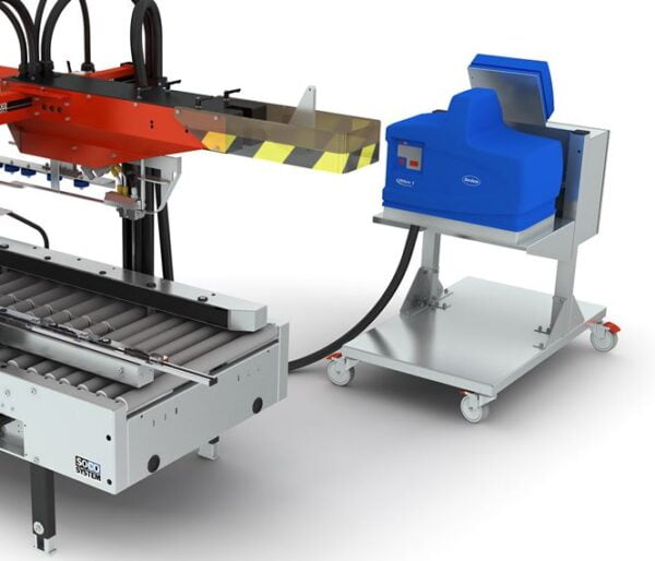 Hotmelt equipment from several different manufacturers (e.g. Nordson or Robatech) can be used.