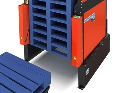 Pallet magazine for closed pallets.