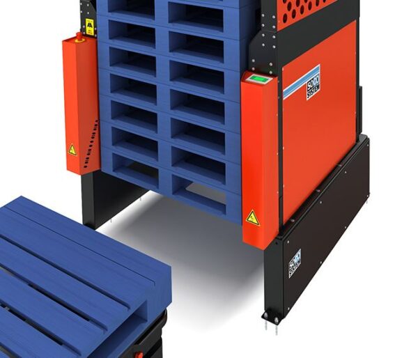 Pallet magazine for closed pallets.