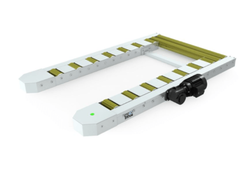 SOCO Driven 2-part pallet roller conveyors with cover plates