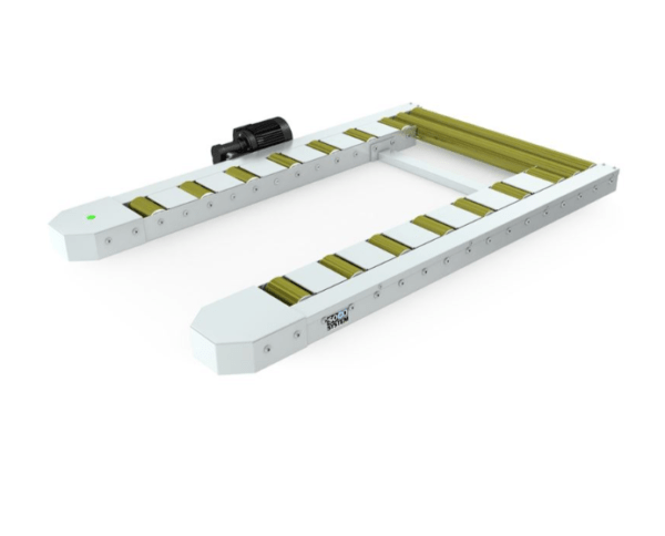 SOCO Driven 2-part pallet roller conveyors with cover plates feature